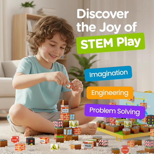 Sets 84-Piece 3 12 Gift-Ready Magnetic Building Blocks for Kids, Magnet Cubes Construction Site Toy Building