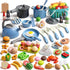 Funpynani 130Pcs Kitchen Playset, Toddler Pretend Cooking Play Pots, Pans, Utensils Cookware, Daily