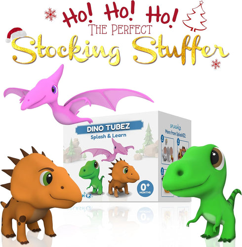 Dinosaur Bath Toys No Holes, Mold Free Baby Bath Toys for Toddlers 1-3, Dino Bath Toys for Tub,Beach,Pool, BPA-Free, Dishwasher-Safe, Infant Bathtub Toys for Boys and Girls 3PCs