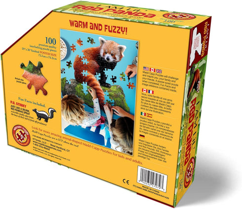 Madd Capp Puzzles Jr. - I AM Lil’ Red Panda - 100 Pieces - Jigsaw Puzzle Animal Shaped