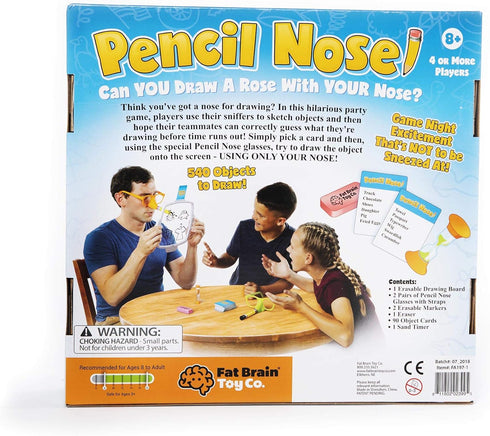 8 Fat Brain Toys Pencil Nose, Board Games for Family Night, Party Game for Kids Years and Up and Adults