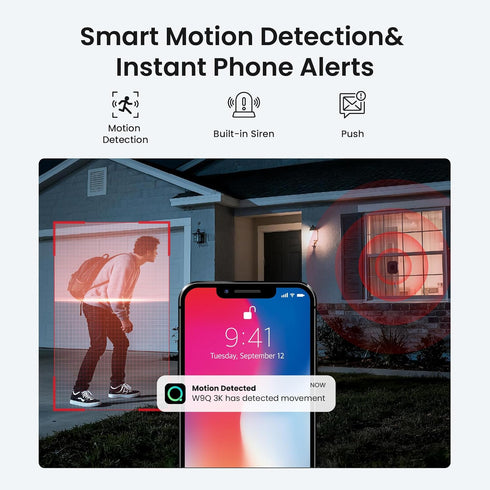 HOMIQ LIFE 3MP 2K, 2.4GHz/5GHz 24/7 Window Security Camera Indoor WiFi Cameras with Colorvue AI Color Night Vision