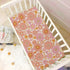 CaTaKu 28"x 52" Mini Crib Sheets Fitted for Girls Boys Retro Orange Flower Baby Crib Sheets, Neutral Mattress Sheets