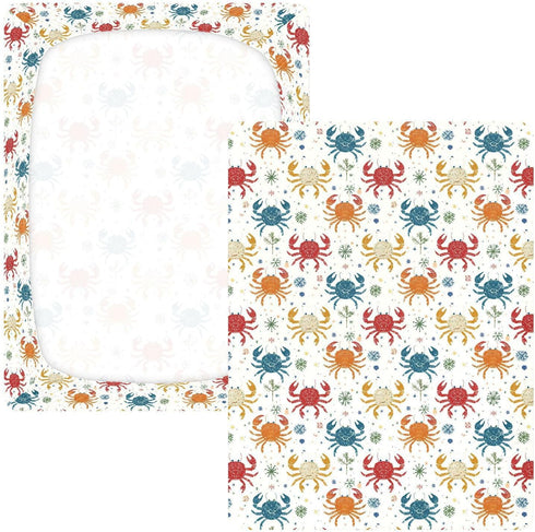 miaozhen 1 Pack 52x28 Cotton Baby Crib Sheets Comfy Breathable Rainbow Playful Crab Colorful Toddler Mattress Sheet