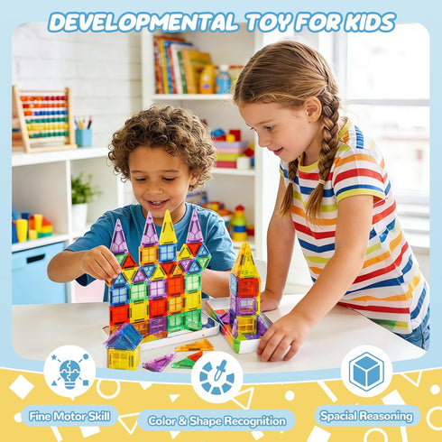 80 3 4 5 6 7 8 cossy Mini Magnetic Tiles, PCS Magnet Tiles Travel Toys with Iron Box, Travel Magnetic Tiles
