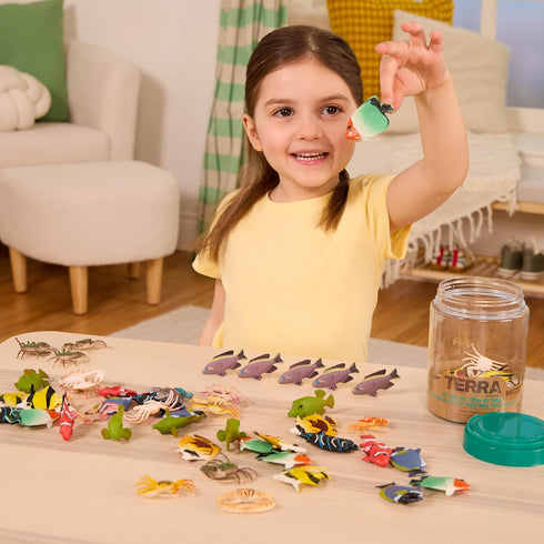 60pcs Playset 3+ Terra by Battat Tropical Fish & Crab Toys Mini Plastic Ocean Animal Figurines for Kids Realistic Sea