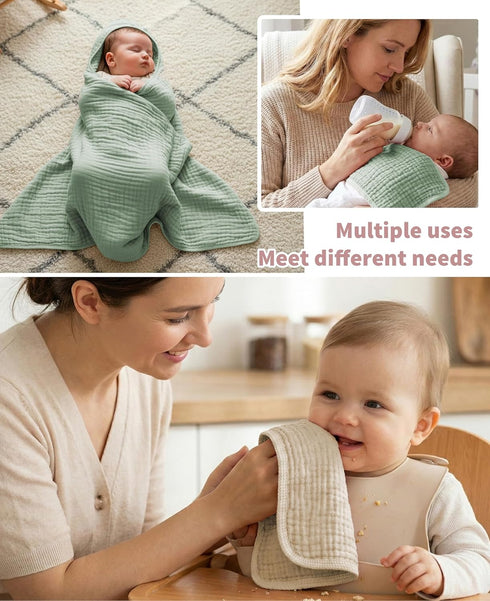 TRYISDICDVC 6Pcs Washcloths,32"x 32" Baby Muslin Hooded Bath Towels and Muslin Cotton Hooded Baby Towels for Newborn