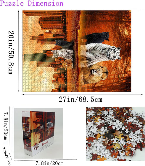 Jigsaw Puzzles 1000 Pieces for Adults, Cat Tiger Puzzle, Unique Difficult Large Puzzle Game Gift