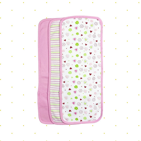 3 Pack 100% Spasilk Baby Cotton Burp Cloths for Newborn Boys and Girls, Pink Flower, One Size