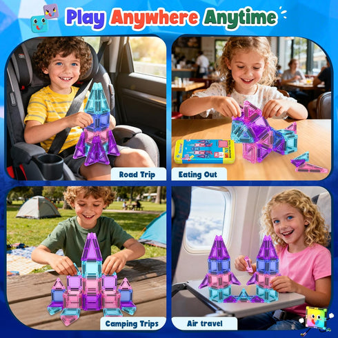 3 4 5 6 7 8+ Soyee Magnetic Tiles Toddler Toys Travel Essential Games Magnet Building Blocks STEM Sensory Educational