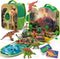 COCO&Friends Dinosaur Toys for Kids 3-5 - Portable Dinosaur Backpack Play Set