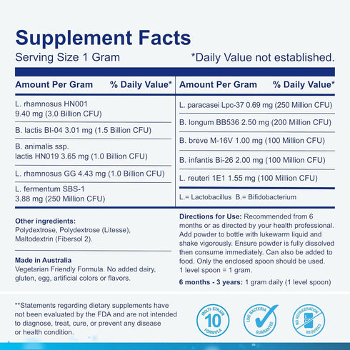 Life-Space Probiotic Powder for Baby, 60 Grams, 7.5 Billion CFU & Multi Strain, Supports Digestive Health & Immunity