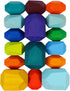 16 Pcs Colored Wooden Stacking Blocks, Solid Wood Rocks Building Toys for Kids Toddlers Educational Games