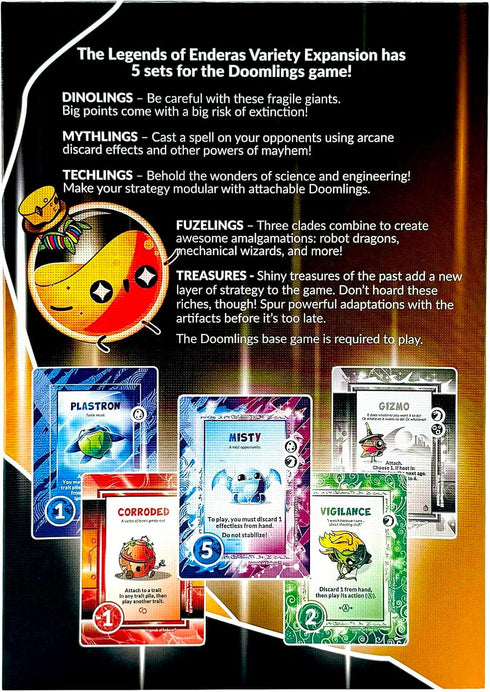 Doomlings 120 5-in-1 8+, 26 Card Game: Legends of Enderas Variety Expansion New Cards, Bundle (Mythlings, Techlings