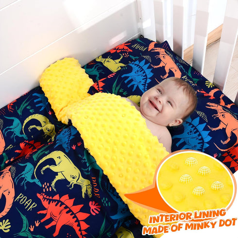 Cloele 3 Piece Dinosaur Crib Bedding Set for Boys and Girls - Soft Comforter, Quilt, Toddler Pillowcase