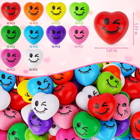 100PCS SHQDD Stress Balls, Heart Stress Balls for Adults & Kids, Mini Foam Ball Stress Relief Toys, Fidget Anxiety