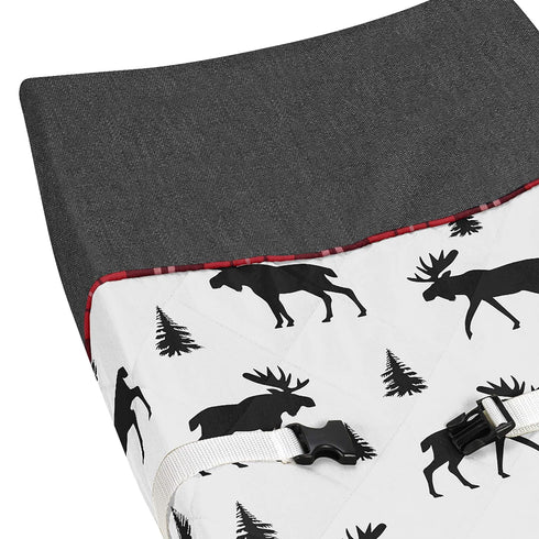 Rustic Woodland Plaid and Moose Changing Pad Cover