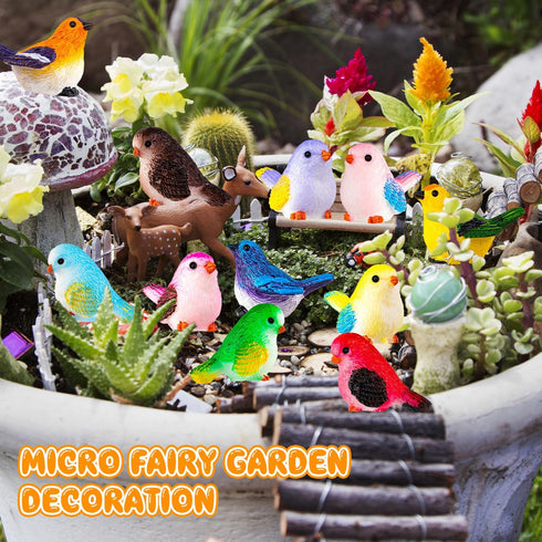SYWHXY 72PCS (11 Miniature Cute Bird Decorative Figurines - Dollhouse Accessories, Mini Resin Birds Toy for Garden