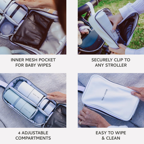 MILK + WATER Double Go Bag - Insulated Baby Bottle Carrier with Dual Compartments - Portable & Durable, Perfect
