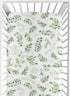 Sweet Jojo Designs Floral Leaf Girl Fitted Crib Sheet, Baby or Toddler Bed Nursery, Green and White Boho Watercolor