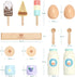 12-Piece Set 3+ Pillowhale Wooden Dairy & Ice Cream Play Food Pretend Fridge Food Accessories w/ Milk Bottles Yogurt