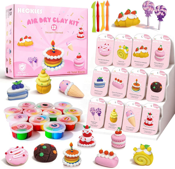 HECKLES Air Dry Clay Kit for Kids 3-12 - 12 Boxes (48 Total