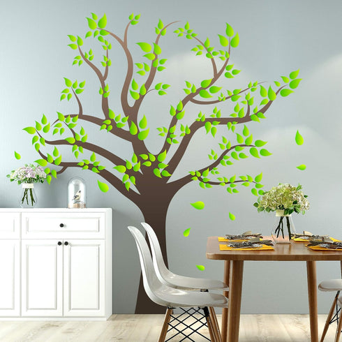 Amaonm Removable Cartoon Giant Brown Tree Wall Decals - DIY Leaves Wall Sticker for Nursery, Kids Room, Bedroom, Living