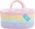 OrganiHaus Pastel Rainbow Nursery Storage Basket, Cotton Rope Toy & Diaper Caddy