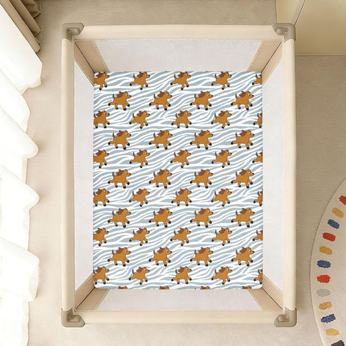 miaozhen 1 Pack 52x28 Cotton Baby Crib Sheets Soft Cute Cartoo Brown Horse Zebras Stripes Muslin Crib Sheets