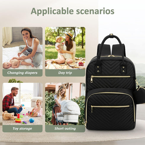 Diaper Bag Backpack, Baby Essentials Diapers Bag with Pacifier Case, Stylish Large Capacity Travel Backpack for Baby