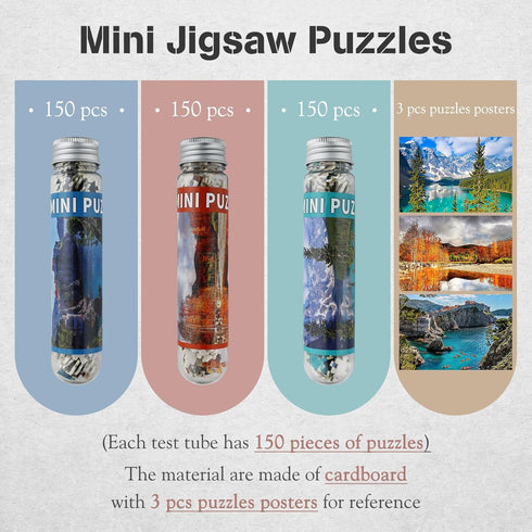 MISITU Small Puzzles for Adults Mini Puzzles 150 Pieces Small Jigsaw Puzzles Micro Piece Challenging Difficult Travel Puzzles Games Toys Gifts Puzzles 6 x 4 inch Forest Lake Puzzles (Pack of 3)