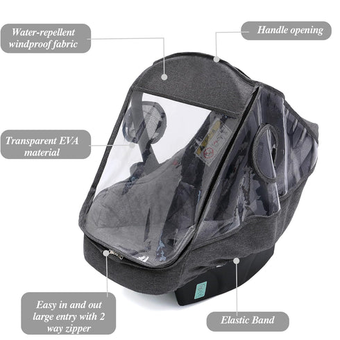 Miracle Baby Car Seat Rain Cover, Universal Infant Car Seat Weather Shield with Storage Bag,Waterproof Baby Car Seat
