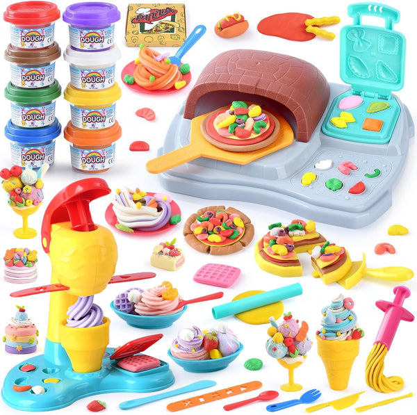 2 in 1 Color Dough Sets for Kids Ages 2-4-8, Kitchen Creations