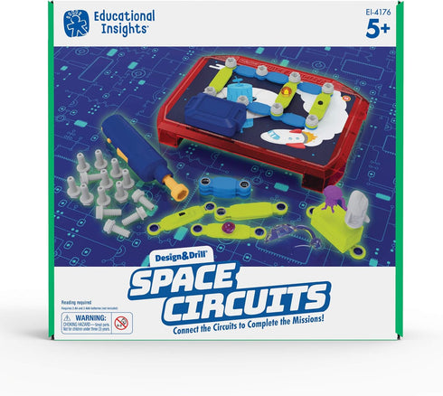 52 20 5+ Educational Insights Design & Drill Space Circuits, Beginning Circuit Building Science Kit, STEM Toy, Assorted