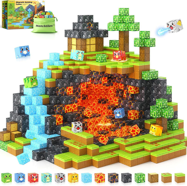 Magnetic Blocks Toys, Build Mine Magnet World Dinosaurs Set, Magnetic Tiles Building