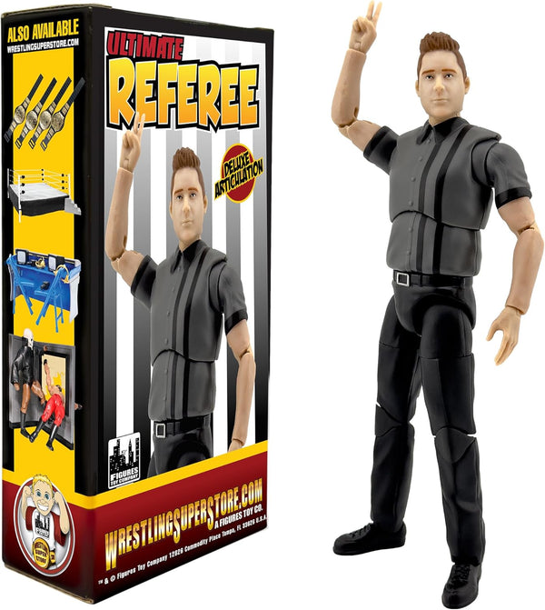 Ultimate Dark Gray Referee with Deluxe Articulation for Wrestling Figures