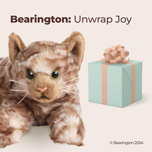 Bearington Collection Louie Cat 15-Inch Plush Toy, Realistic Tabby Stuffed Animal for Kids