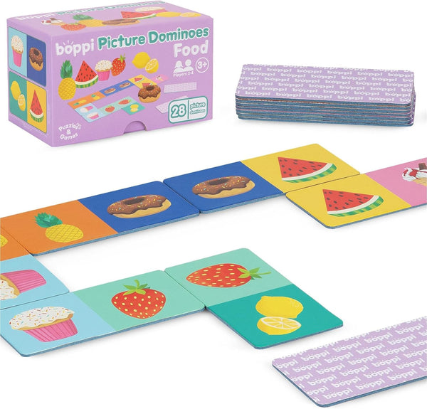 boppi Dominoes Set Picture Game for Toddlers - Colourful Food Themed Montessori/STEM