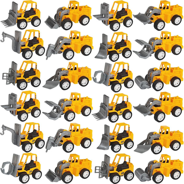 OJYUDD 24 Pcs Mini Construction Vehicles,Pull Back Engineering Vehicles,Play Figure Vehicles Toys