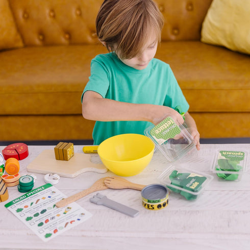 52-Piece Set 3+ Melissa & Doug Slice and Toss Salad Toy Food & Montessori-Inspired Play Kitchen Accessories, Preschool