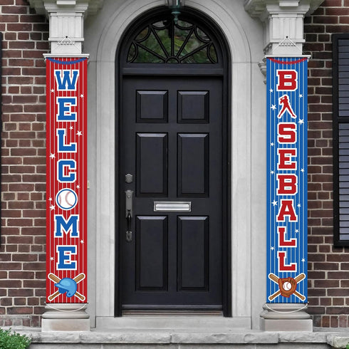 Baseball Party Decorations, Themed Birthday Porch Sign Welcome Banner for Kids, 71 x 12 Inches