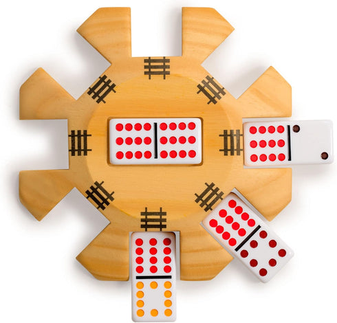 Yellow Mountain Imports Wooden Hub Centerpiece for Mexican Train Dominoes Game, 5.8 Inches, Up to 8 Players