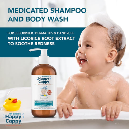 2 Happy Cappy Daily Medicated Shampoo and Body Wash Bundle - Baby Dandruff Shampoo for Cradle Cap and Seborrheic