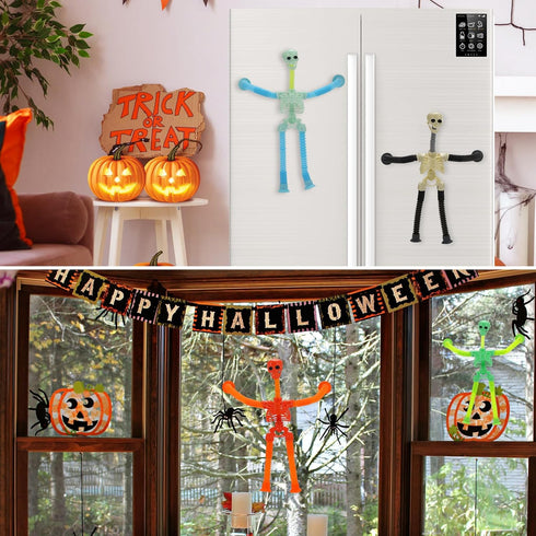4 Pack Halloween Stretchy Skeleton Fidget Toys for Kids, Sensory Pop Tube Toddler Toys for Halloween