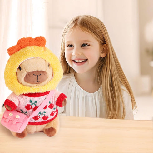 9 10.2 inch Cute Capybara Plush with pcs Clothes & Accessories, Soft Capybara Stuffed Animal Capybara Plush Toy, Dress