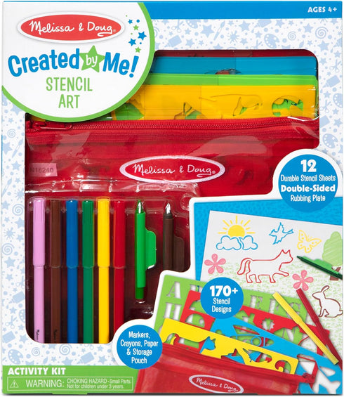 Melissa & Doug Created by Me! Stencil Art Coloring Activity Kit, 170+ Designs, 6 Markers, 2 Crayons, Paper