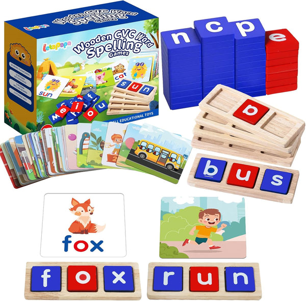 CVC Word Educational Toy Spelling Games, Montessori Learning Toys Gifts for 3-6 Years Old Kids, 60 Sight Words