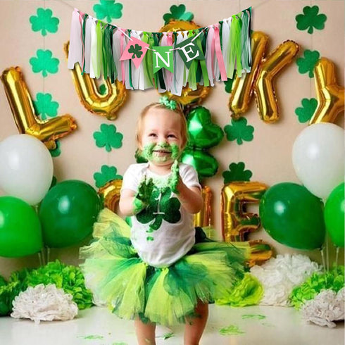 1st Lucky One High Chair Banner - St. Patrick's Day First Birthday Party Decorations,Clover Irish Birthday Party