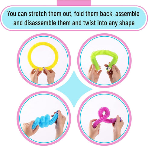 Mr. Pen Pop Tubes Sensory Toys, 6 Pack - Large Fidget Tubes for Toddlers, Kids, and Sensory Play
