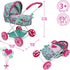 509 3+ Crew: Mint Heart - Daisy Doll Pram - Pink & Green, Bassinet, Storage Basket, Retractable Canopy, Folding